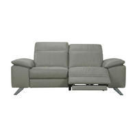 2-SITZER Sofa Genius Echtleder mit 1 x Relaxfunktion Perlgrau - Hellgrau, Leder/Metall (180/80/104cm)