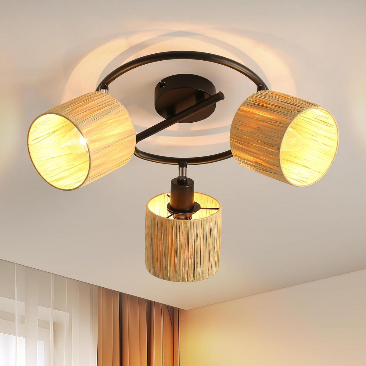 DECKENSTRAHLER Flamara 22/22/26 cm - Schwarz, Metall (26/22/22cm) - ZMH