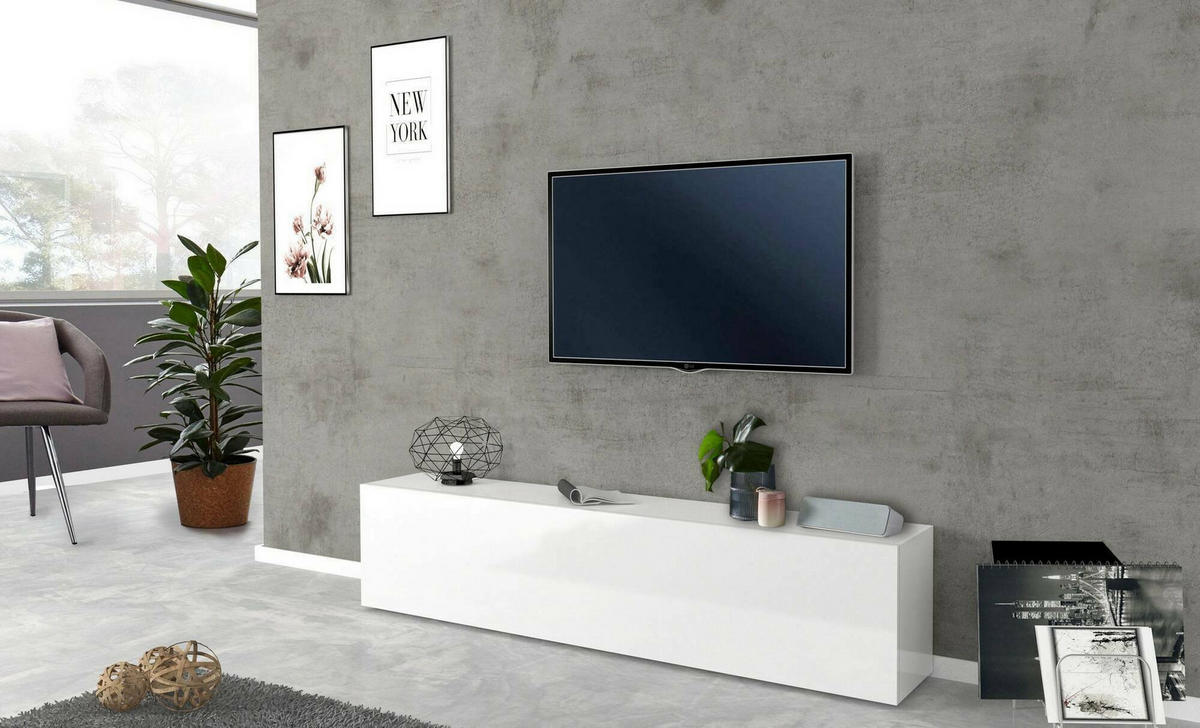 FERNSEHSCHRANK Glänzendes Weiß 30/180/40 cm - Weiß, Holzwerkstoff (180/40/30cm) - DMORA