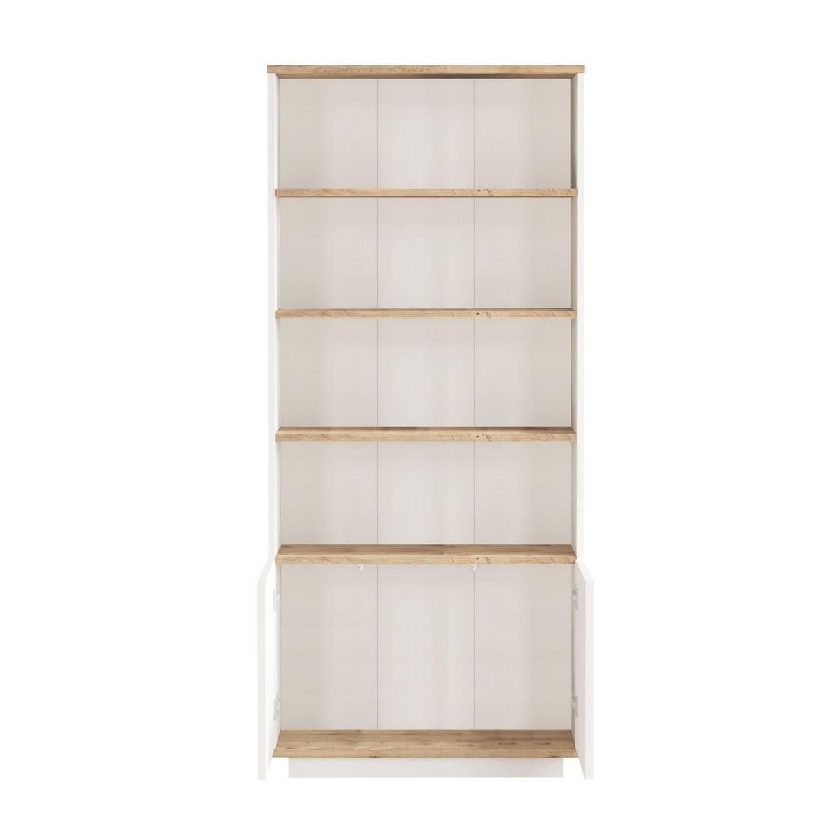 BÜCHERREGAL mit 2 Türen und 4 Ablagen in Atlantik-Kiefer und Weiß 75/26/168 cm - Weiß, Holzwerkstoff (26.8/168.3/75cm) - Calicosy