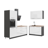 KUHINJA Fame-Line, Sjajna Bijela /Antracit, 220 x 120 cm, RP Hrast - bijela visoki sjaj/antracit, drvni materijal (220/206.8/60cm) - Vicco