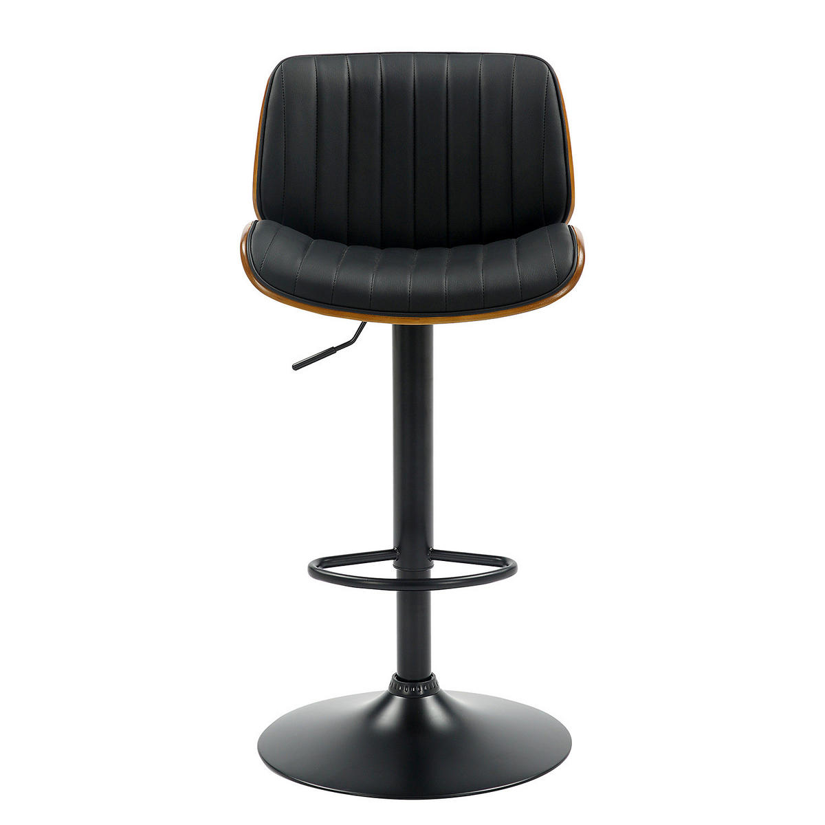 BARSTUHL - Kunstleder / Pappel teilmassiv - Schwarz / Pappel Dunkel - Schwarz, Holz/Kunststoff (47/87/50cm) - home24