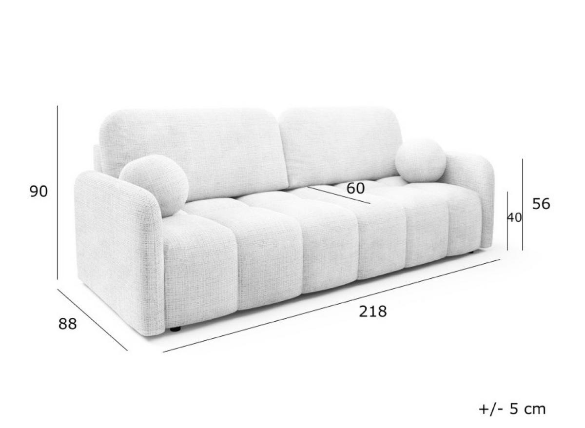 SOFA Cremona KUBI Ausziehbar Mit Bequemem Sitz 97 cm - Schwarz, Textil (218/90/88cm) - Sepro Meble