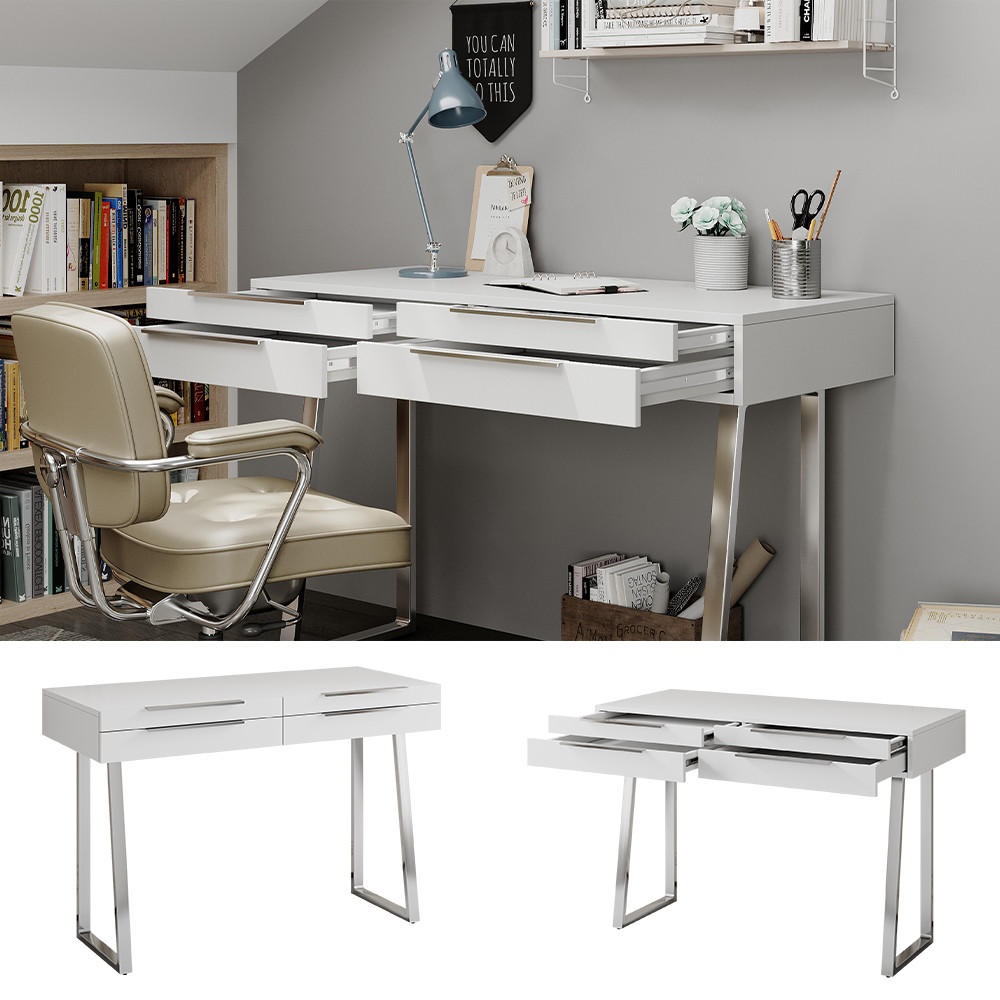 SCHREIBTISCH Alexia Weiß 120 x 50 cm mit Schubladen - Weiß, Holzwerkstoff (50/120/79cm) - Vicco