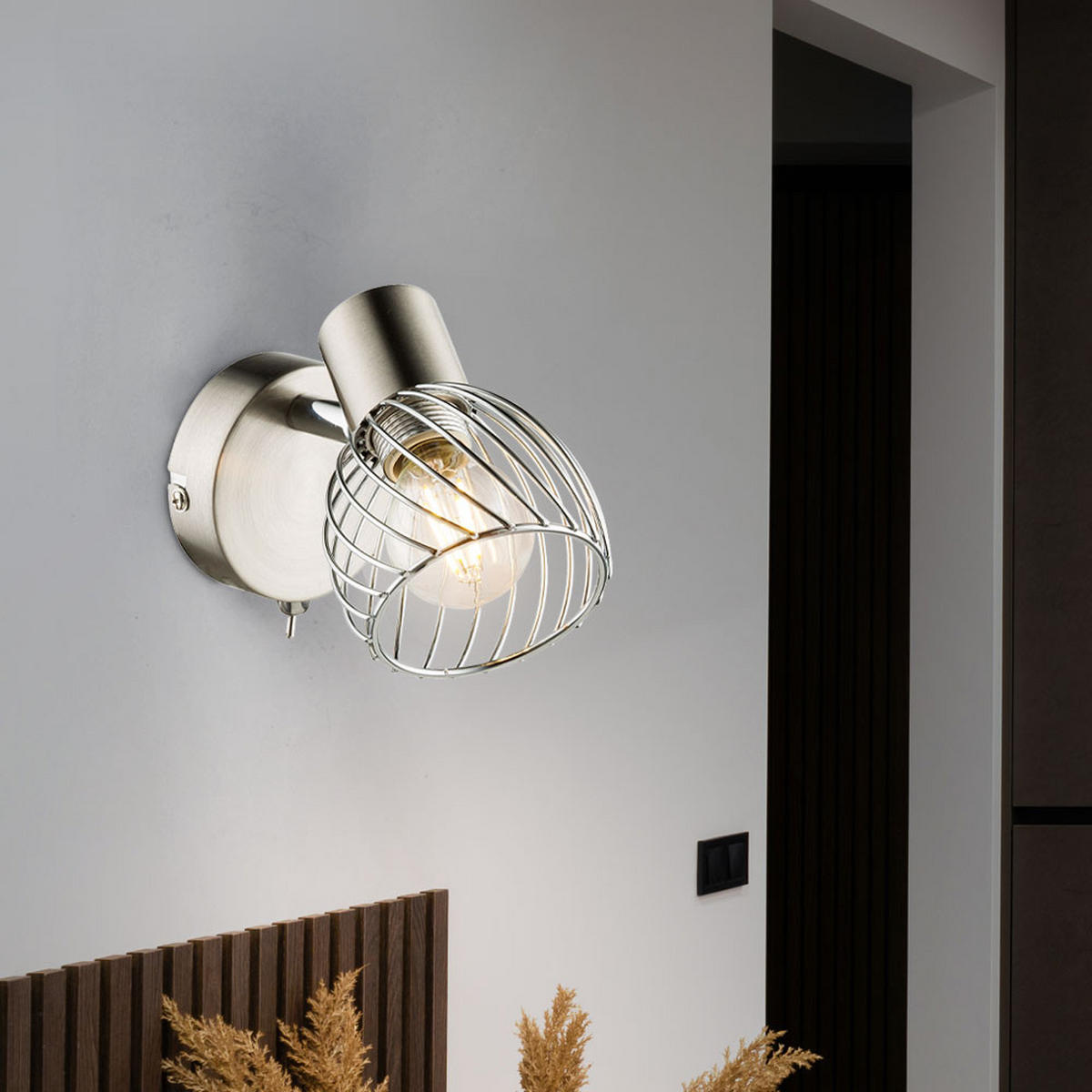 WANDLEUCHTE TEXAS Chrom Silber - Silberfarben, Metall (8/12/12cm) - Globo Lighting