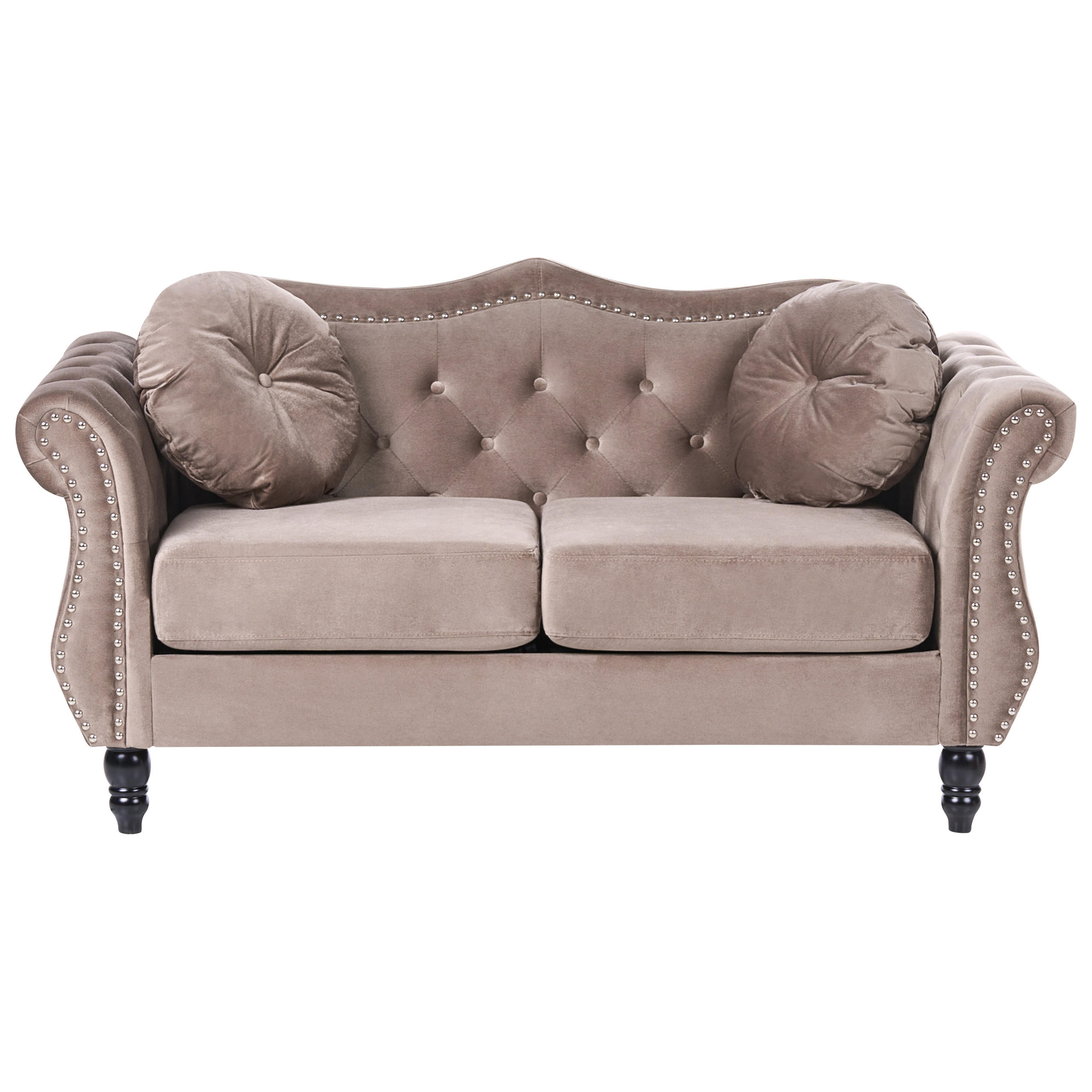 2-SITZER-SOFA Samtstoff Taupe Skien - Taupe, Textil (166/86/83cm) - Beliani