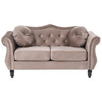 2-SITZER-SOFA Samtstoff Taupe Skien - Taupe, Textil (166/86/83cm) - Beliani