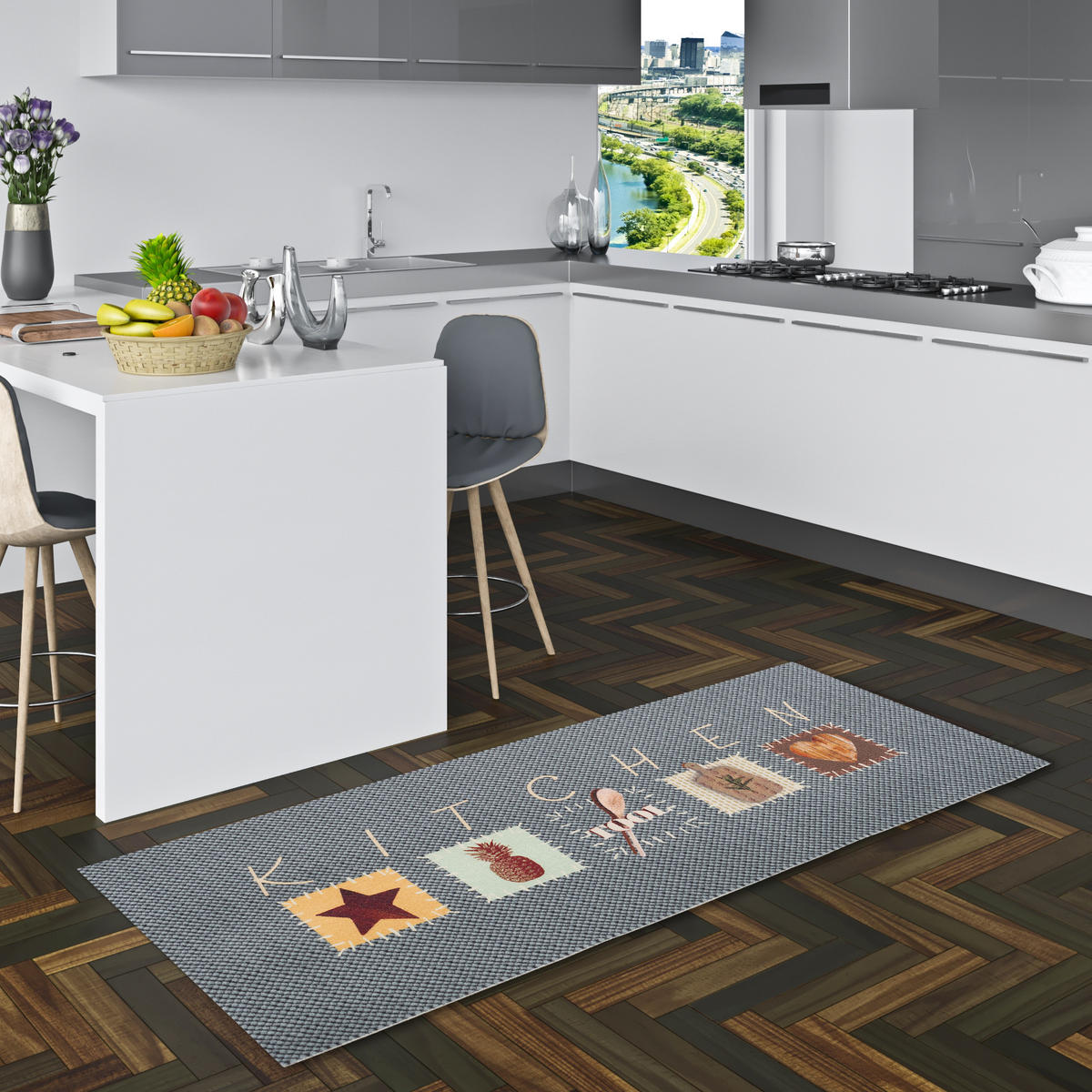 KÜCHENLÄUFER TEPPICH TRENDY KITCHEN TOOL - Grau, Textil (45/145cm) - Pergamon