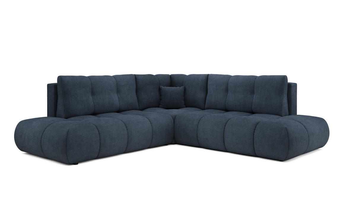 ECKSOFA DUCA II L-S Dunkelblau Chenille mit Schlaffunktion - Dunkelblau, Holz (266.5/266.5cm) - MASSENO
