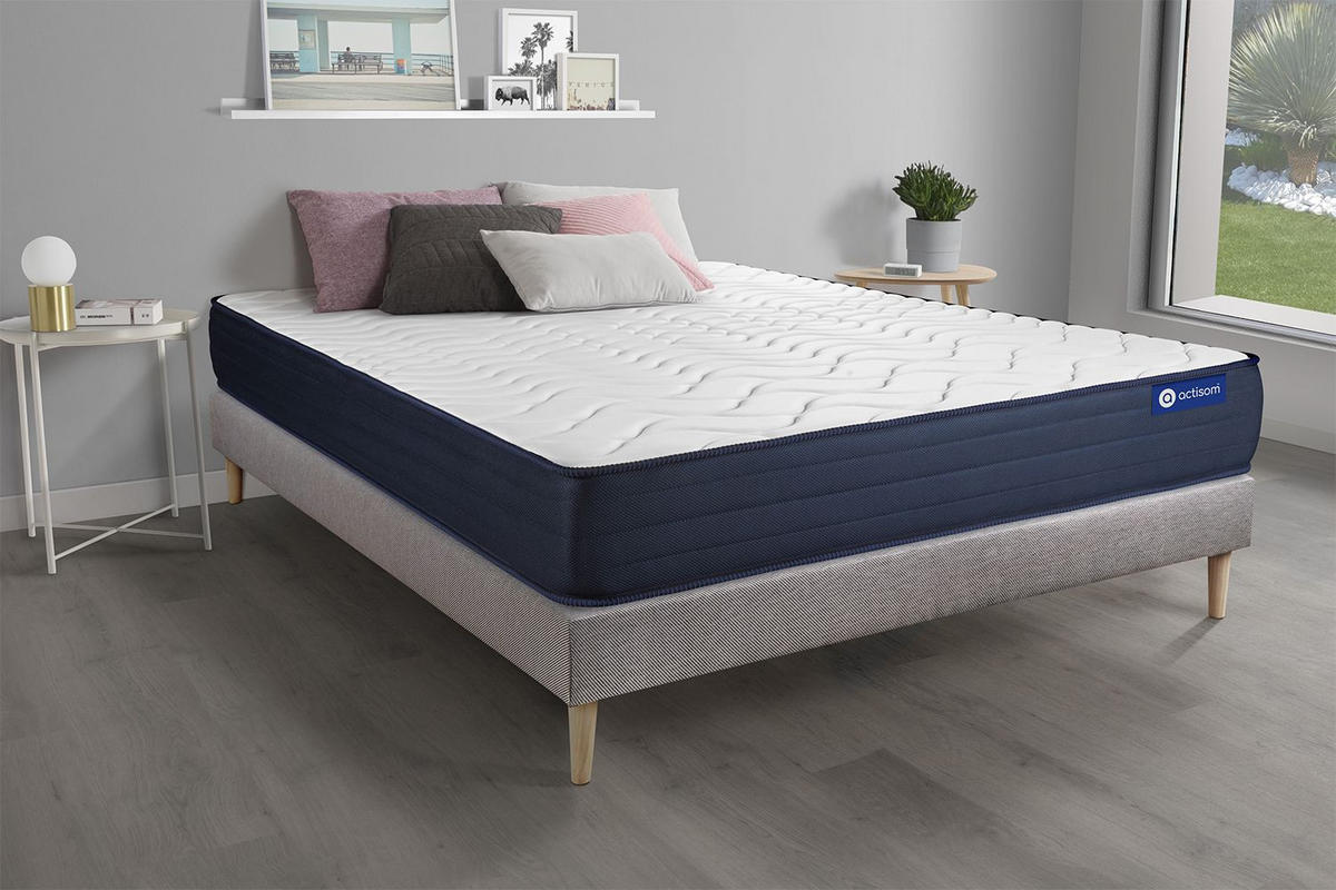 BETT Actimemo life Memory-Schaum 90 x 200 cm h4 - Kit Bettgestell Grau - Beige/Grau, Holz (90/200cm) - ACTISOM