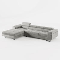ECKSOFA VEMO CORE PLUS Links Grau Velours-Stoff mit Schlaffunktion und Bettkasten - Grau, Holz/Metall (350/205cm) - Barchello