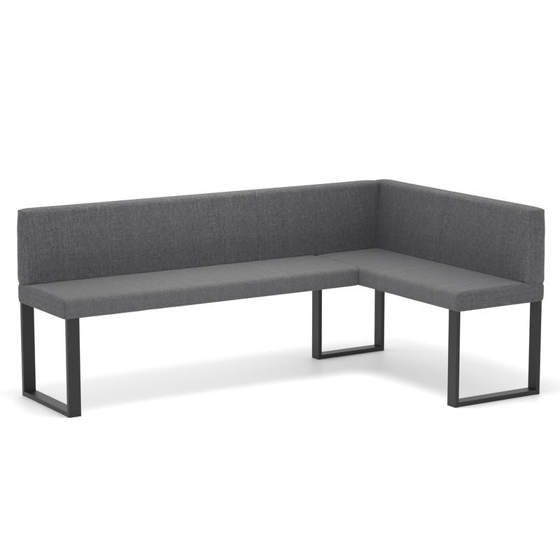 ECKBANK rechts SANA U Webstoff glatt, 168/128 cm Dunkelgrau - Dunkelgrau, Textil/Metall (128/168cm) - Idohome