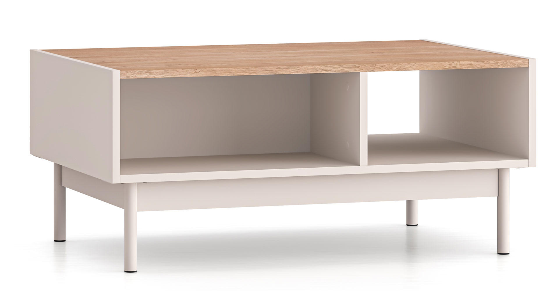 COUCHTISCH Dunea Cashmere / Eiche Cremona Torro 90 / 60 / 40cm - Creme/Braun, Holz/Holzwerkstoff (60/90/40cm) - Feldmann-Wohnen