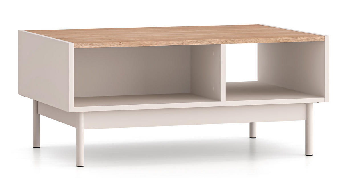 COUCHTISCH Dunea Cashmere / Eiche Cremona Torro 90 / 60 / 40cm - Creme/Braun, Holz/Holzwerkstoff (60/90/40cm) - Feldmann-Wohnen