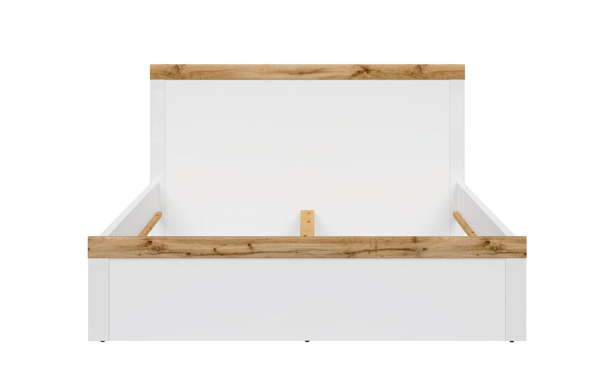 BETT Holten weiß / Eiche Wotan 169 / 200 / 100,5cm - Eichefarben/Weiß, Holz/Holzwerkstoff (160/200cm) - Feldmann-Wohnen