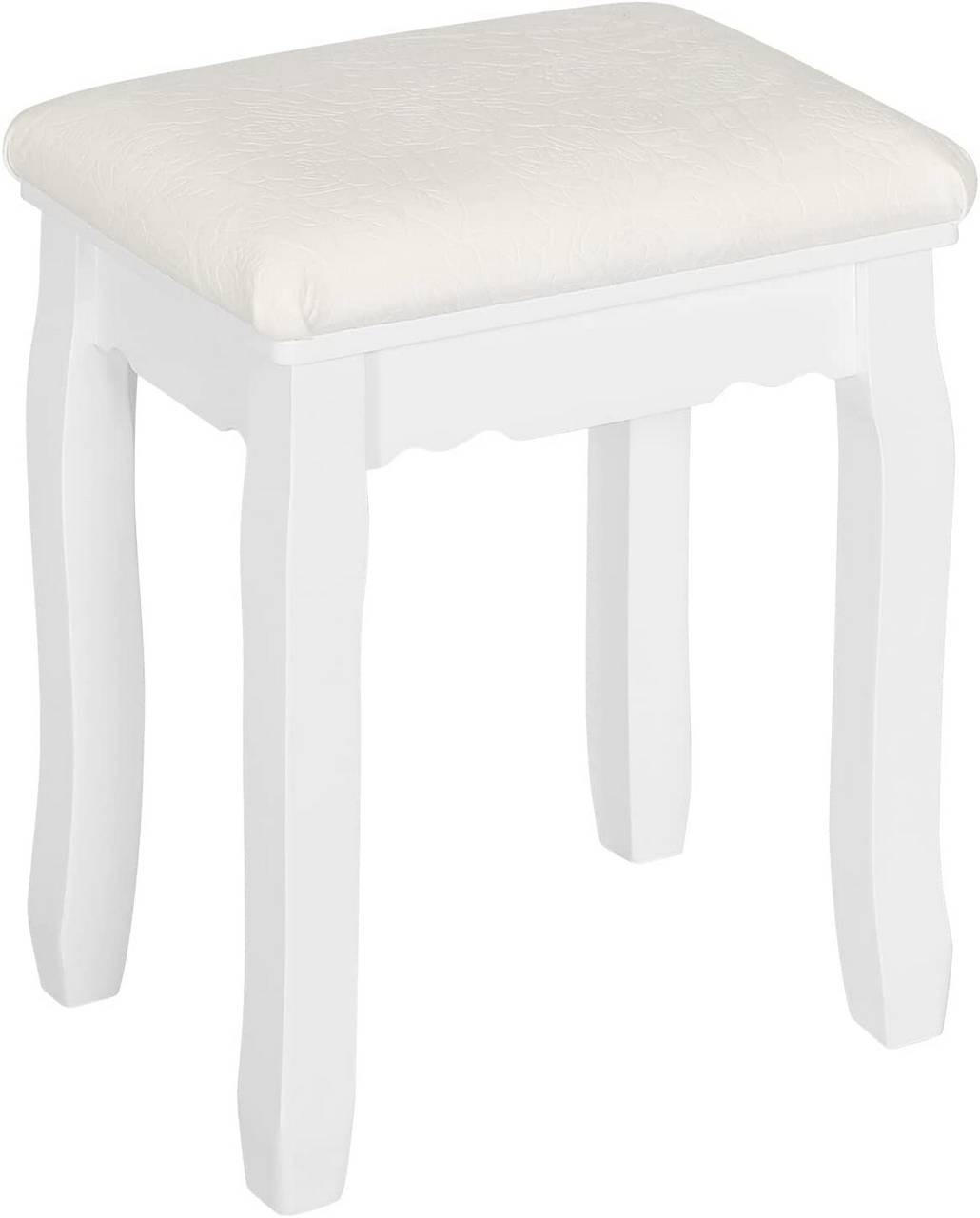 SCHMINKHOCKER Klavierhocker Samt Massivholzbeine, Weiß - Weiß, Holz/Holzwerkstoff (38/45/28.5cm) - Woltu