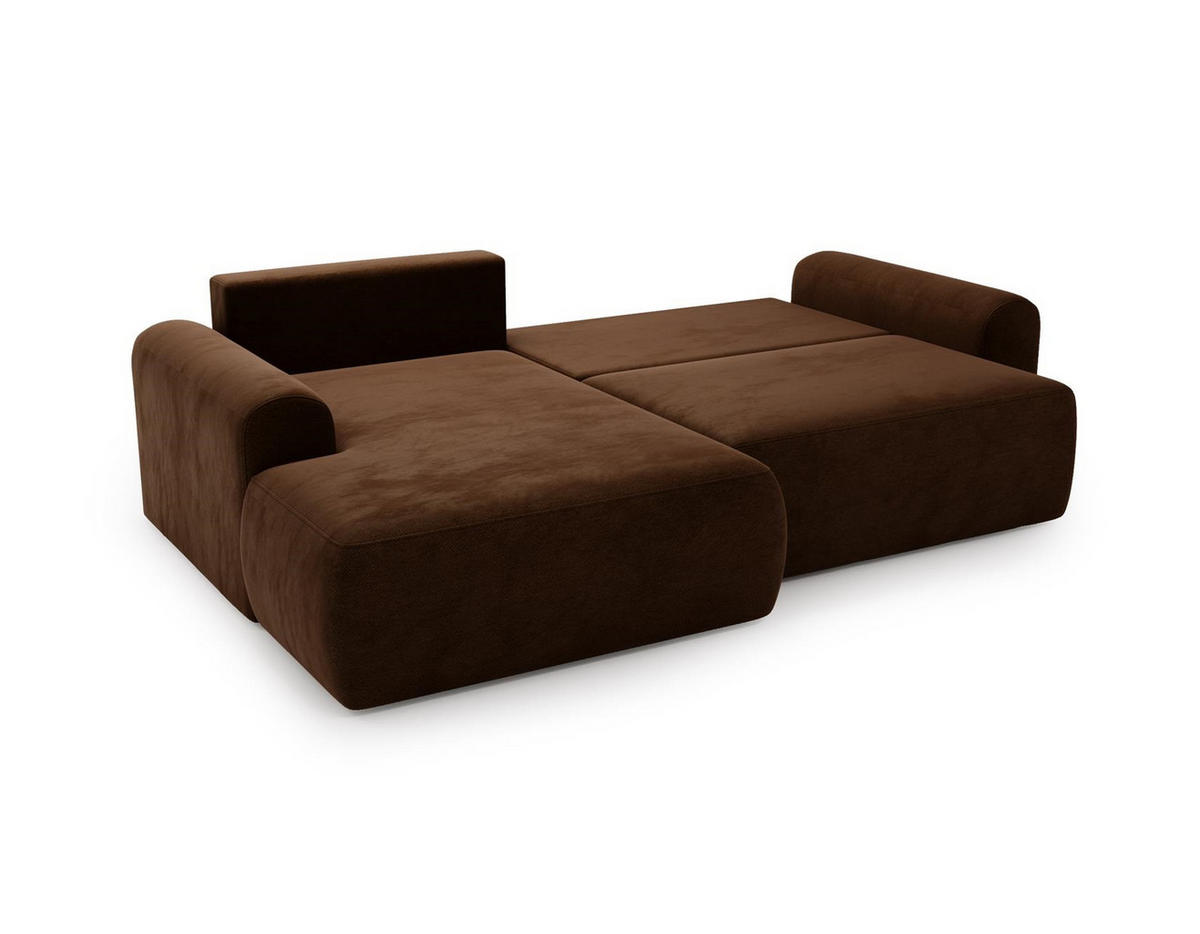 ECKSOFA Aurora Braun, mit Schlaffunktion in Vena Stoff, linke seite - Braun, Holzwerkstoff/Textil (257/177cm) - Bettso