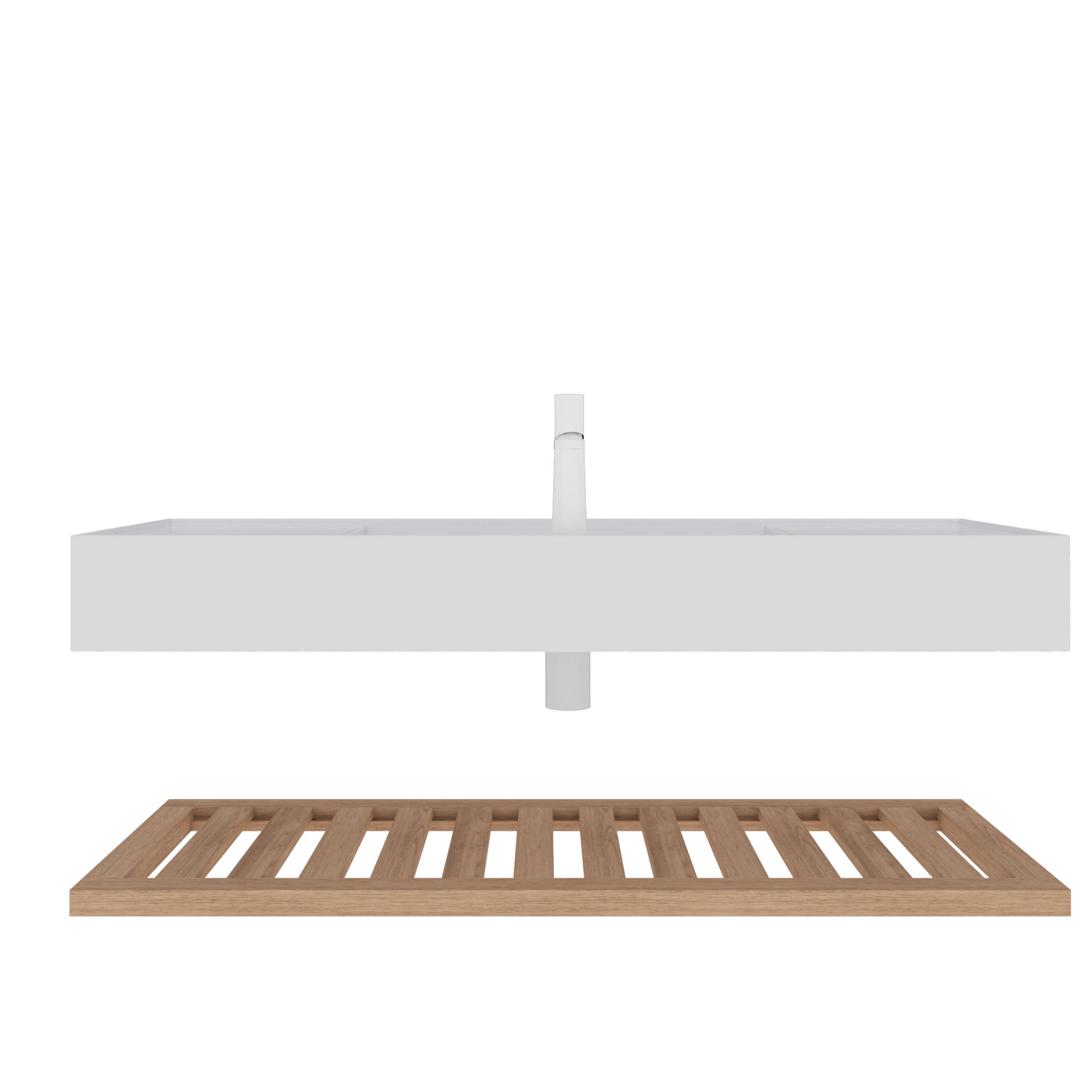 WASCHTISCH Naturfarben und Weiß 120/46/21 cm - Naturfarben, Holz (120/20.7/46cm) - PANGIVO