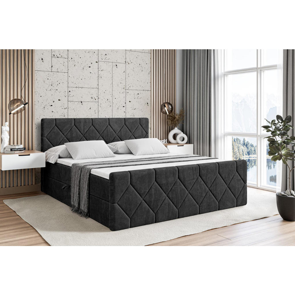 Thumbnail - Altdecor Boxbett, Schwarz, Holzwerkstoff, Höhe ca. 20 cm, 120x200 cm, Schlafzimmer, Betten, Boxspringbetten