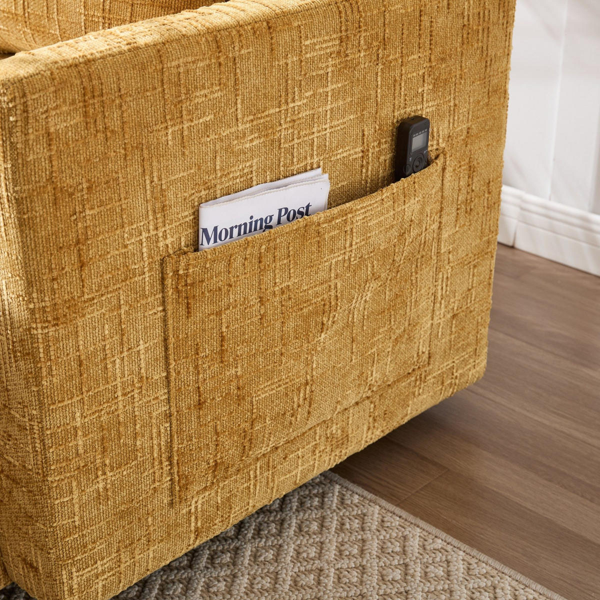 FERNSEHSESSEL Relaxsessel,Polsterliege mit Stauraum,Chenille,Gelb - Gelb, Holz (84.5/87/125cm) - LVHOM