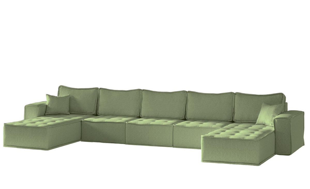 WOHNLANDSCHAFT Sande In Alpine - Hellgrün, Holzwerkstoff/Textil (452/85/192cm) - Fun Möbel