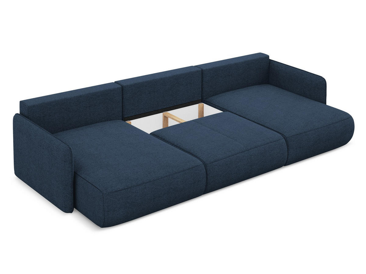 WOHNLANDSCHAFT Chenille Stoff Blau - Blau/Schwarz, Kunststoff/Textil (290/86/148cm) - Makamii