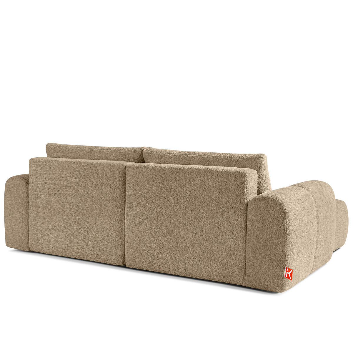 ECKSOFA RECHTS RAVIA, Bouclé, Beige - Beige, Holz/Textil (256/104cm) - KONSIMO®