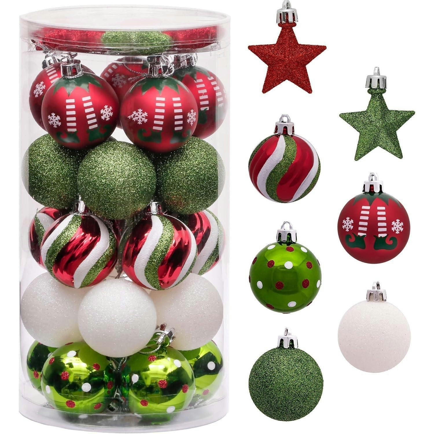 WEIHNACHTSKUGELN 35-teiliges Set 4 cm Kunststoff Rot Grün Weiß - Multicolor, Kunststoff (4/4/4cm)