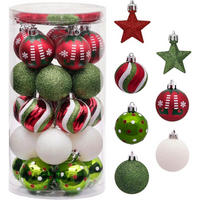 WEIHNACHTSKUGELN 35-teiliges Set 4 cm Kunststoff Rot Grün Weiß - Multicolor, Kunststoff (4/4/4cm)