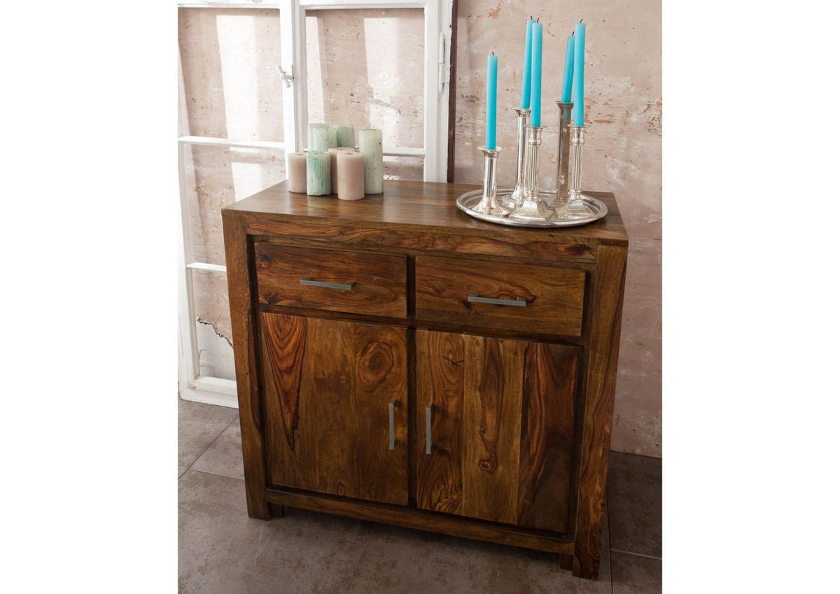 SIDEBOARD Sheesham 90x45x85 braun lackiert METRO LIFE #130 - Braun, Holz (90/85/45cm) - Massivmoebel24