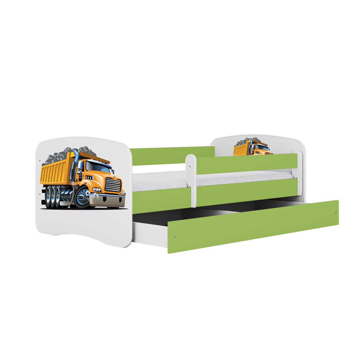 KINDERBETT Lastwagen mit Schublade und Matratze 180/80 - Grün, Holzwerkstoff (80/180cm) - RAUMHIRSCH FURNITURE