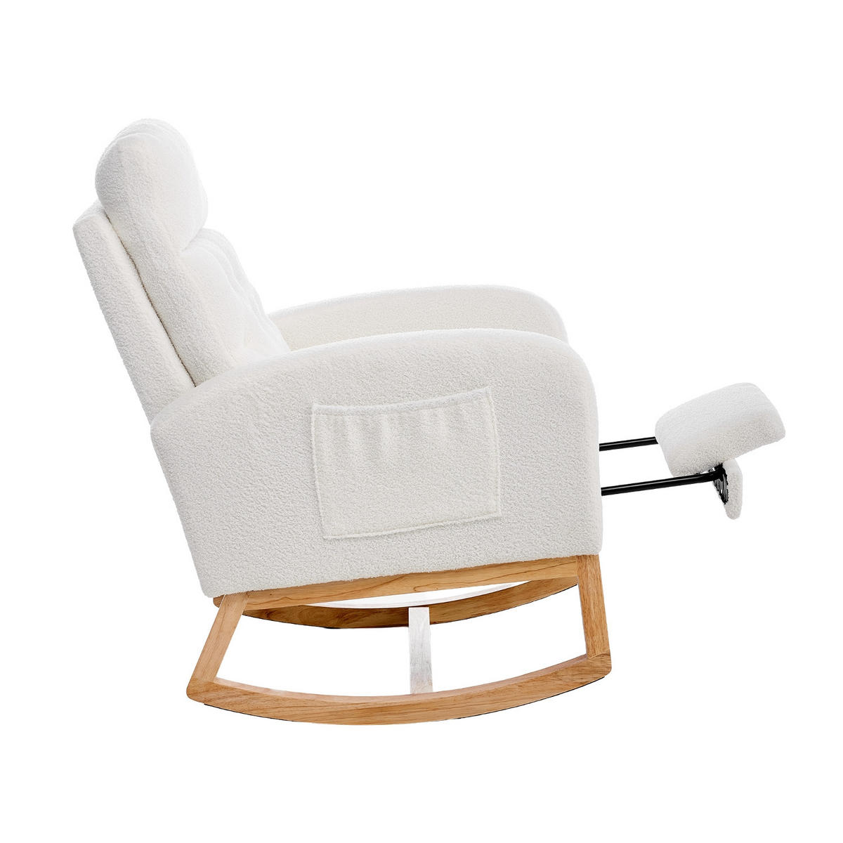 SCHAUKELSTUHL Creme Polyester mit Fußstütze verstellbar und Rückenlehne Lendenkissen - Creme, Textil (70/97.5/89cm) - Oxeza