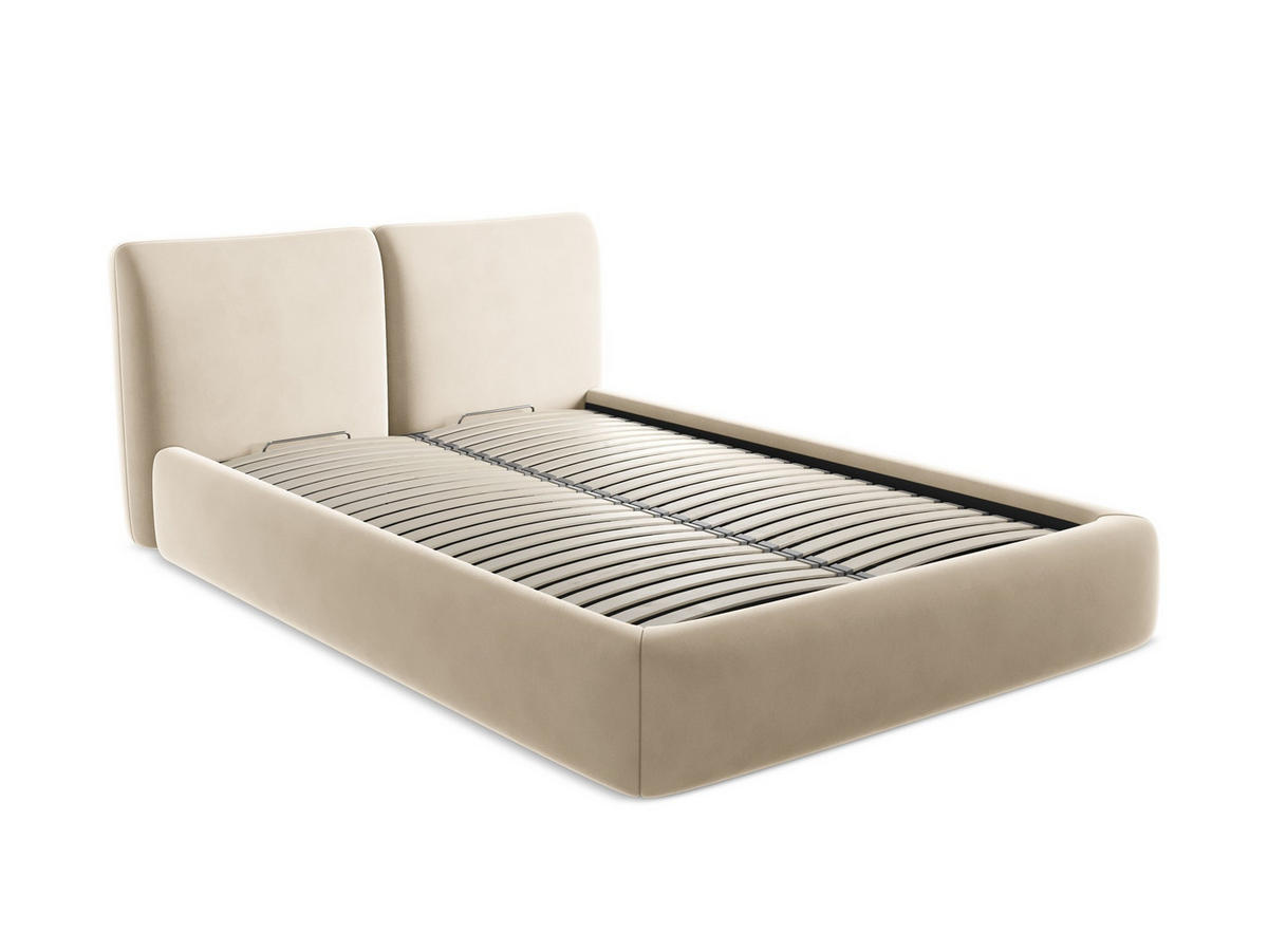 POLSTERBETT mit Bettkasten und Lattenrost 160x228 Beige - Beige/Creme, Kunststoff/Textil (140/200cm) - Makamii