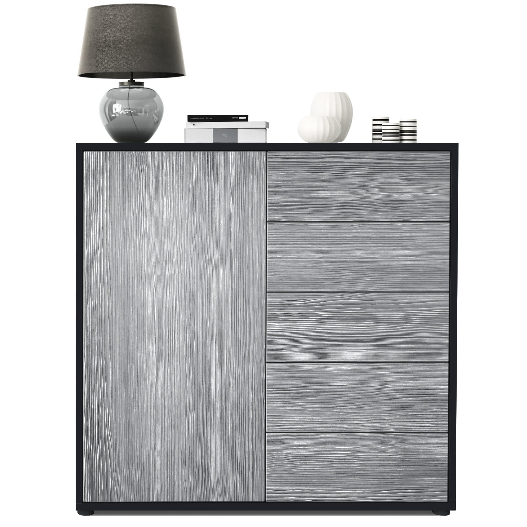 KOMMODE Ben Front in Avola-Anthrazit - Anthrazit, Holzwerkstoff (79/74/36cm) - Vladon