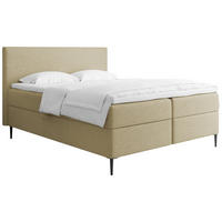 BOXBETT Alba Rise mit Bettkasten, Hell-Olivgrün Chenille 140x200 cm – inkl. H4 Taschenfederkern Matratze & Foam Topper - Schwarz/Olivgrün, Holz/Textil (140/200cm) - WFL GROUP