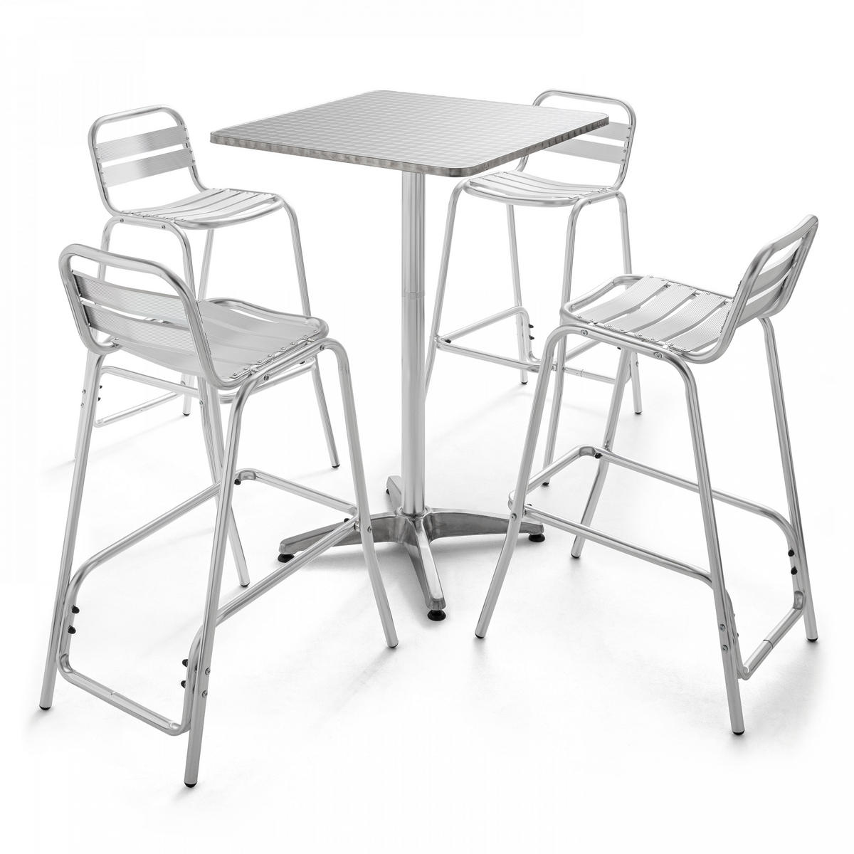 HOCHSTUHL 4-tlg., Grau - Grau, Metall (62/95/45cm) - Oviala