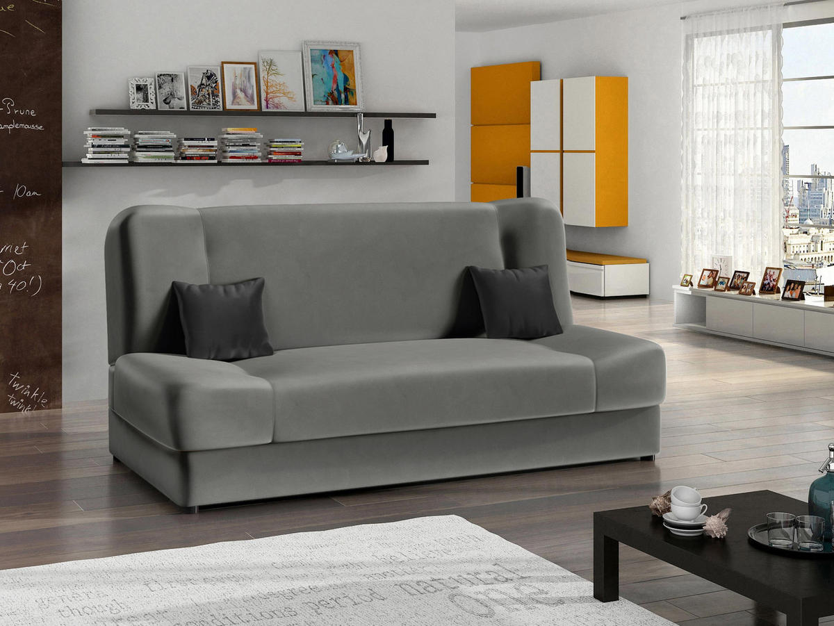 SCHLAFSOFA Jonas - Silberfarben, Holz/Textil (195/86/87cm)
