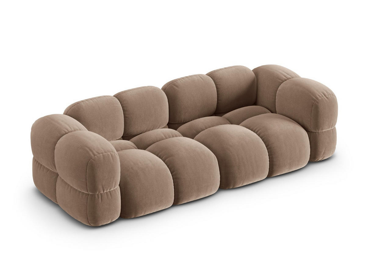 SOFA Loretto aus Samt dunkelbeige 4 Sitzplätze - Mokka, Textil (100/68/250cm) - Cosmopolitan Design