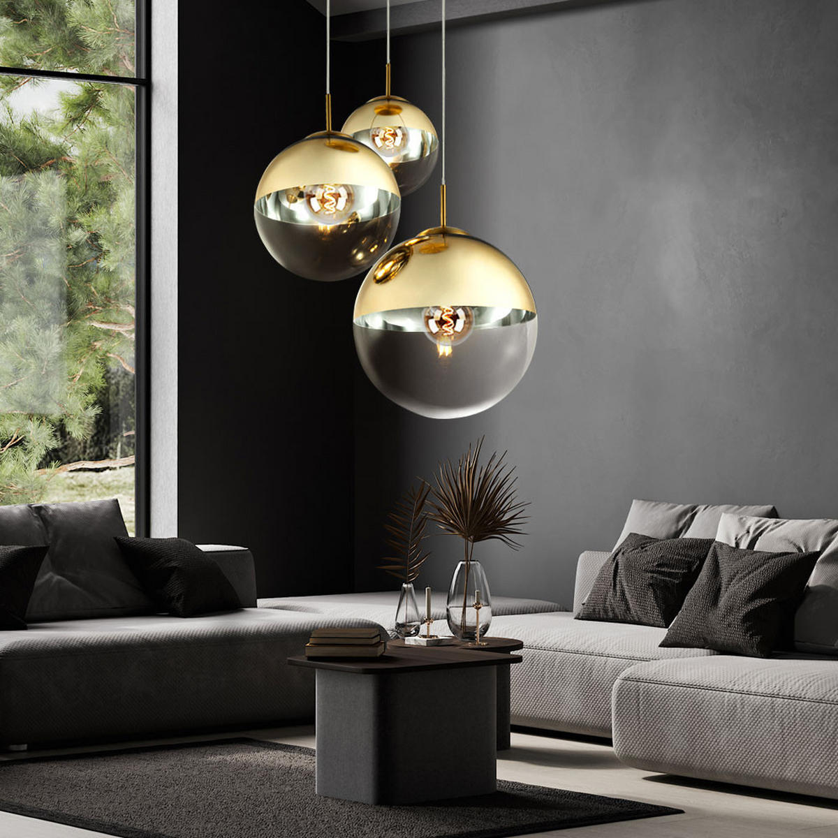 LED HÄNGELAMPE Metall Gold - Goldfarben, Glas (51/51/120cm) - Globo Lighting