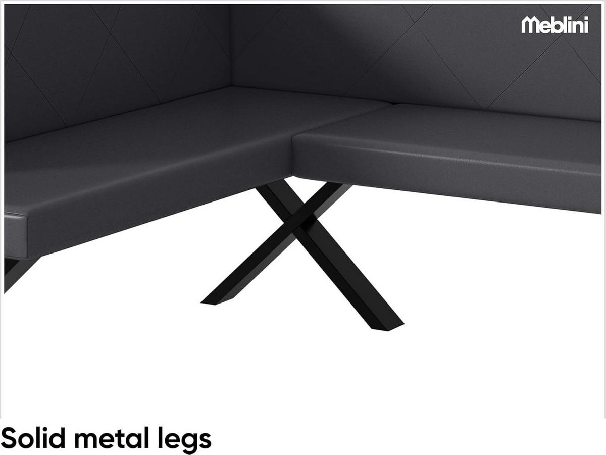 ECKBANK ERIC_X - Grau, Leder (128/168cm) - Meblini