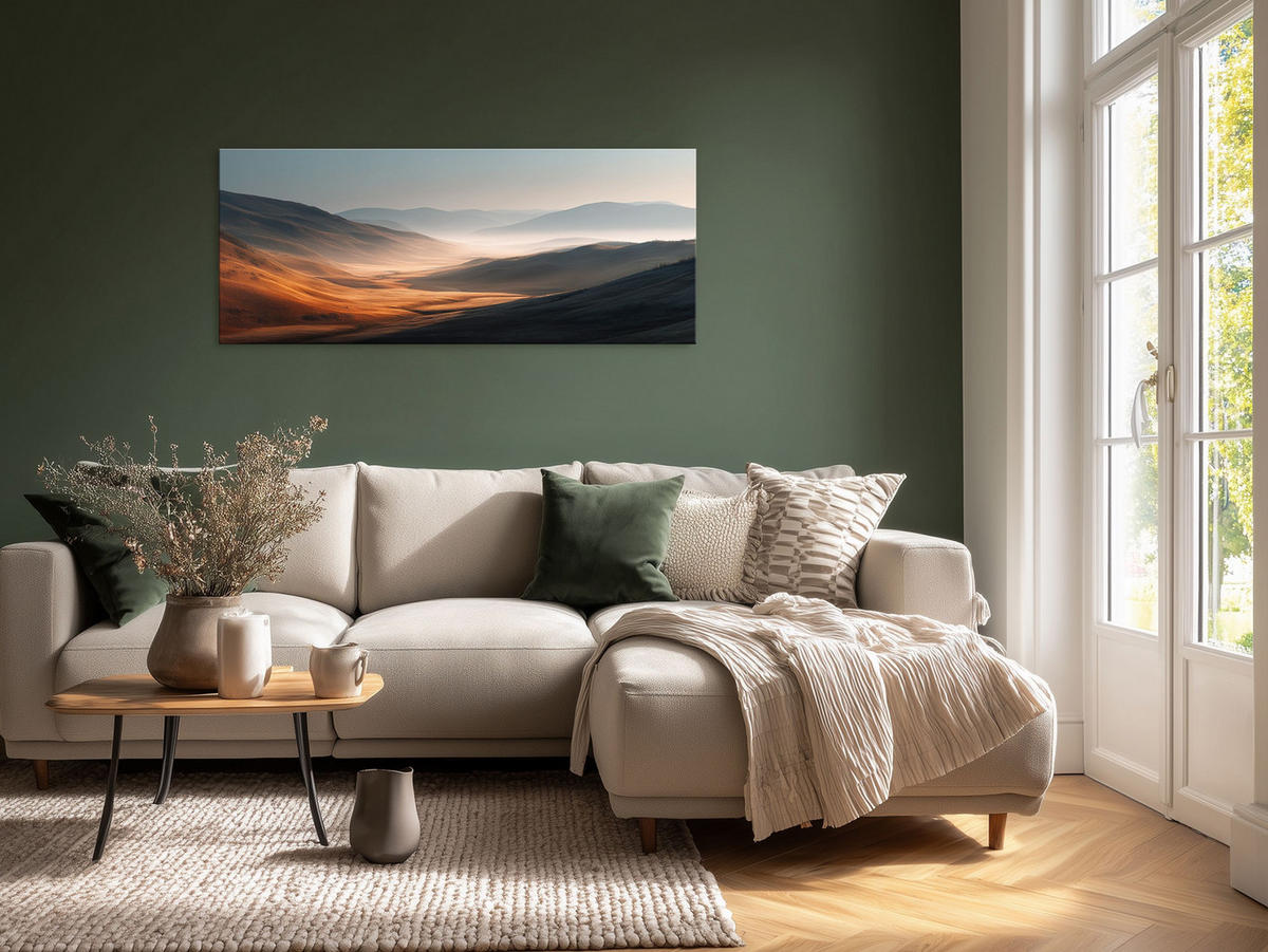 GLASBILD 125x50 cm Landschaft minimalistisch - Beige, Glas (125/50cm) - artissimo