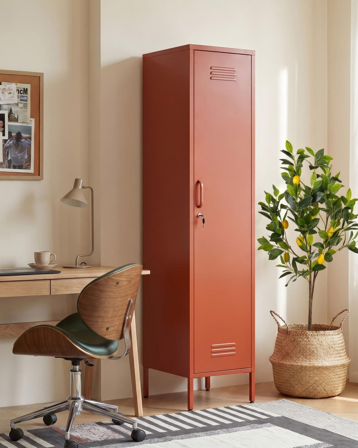 BÜROSCHRANK Metall Goldbraun Frome - Goldfarben/Braun, Metall (38/185/50cm) - Beliani