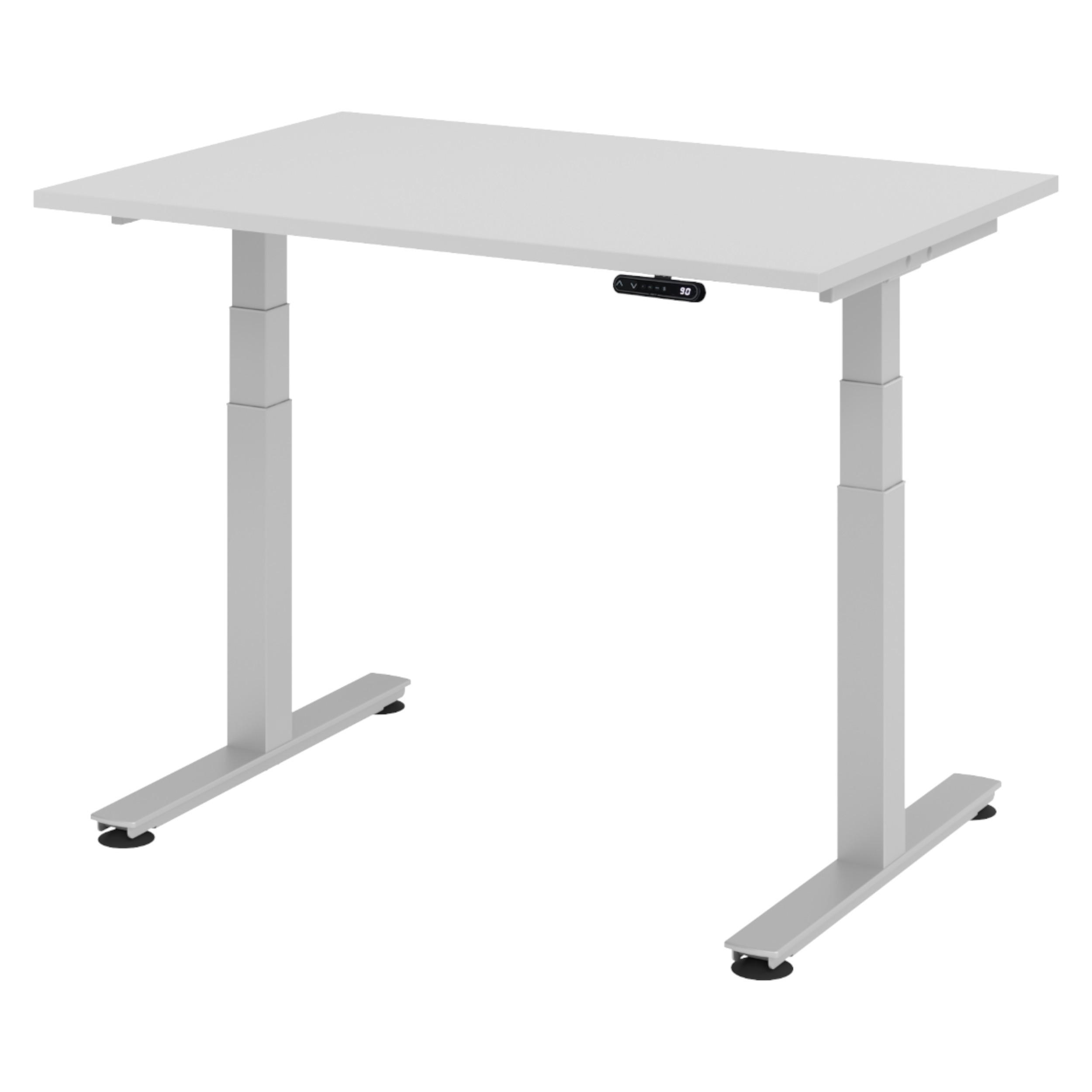 SCHREIBTISCH elektrisch XDSM 80/120/72 cm in Grau/Silberfarben - Silberfarben/Grau, Holzwerkstoff (80/120/72cm) - bümö