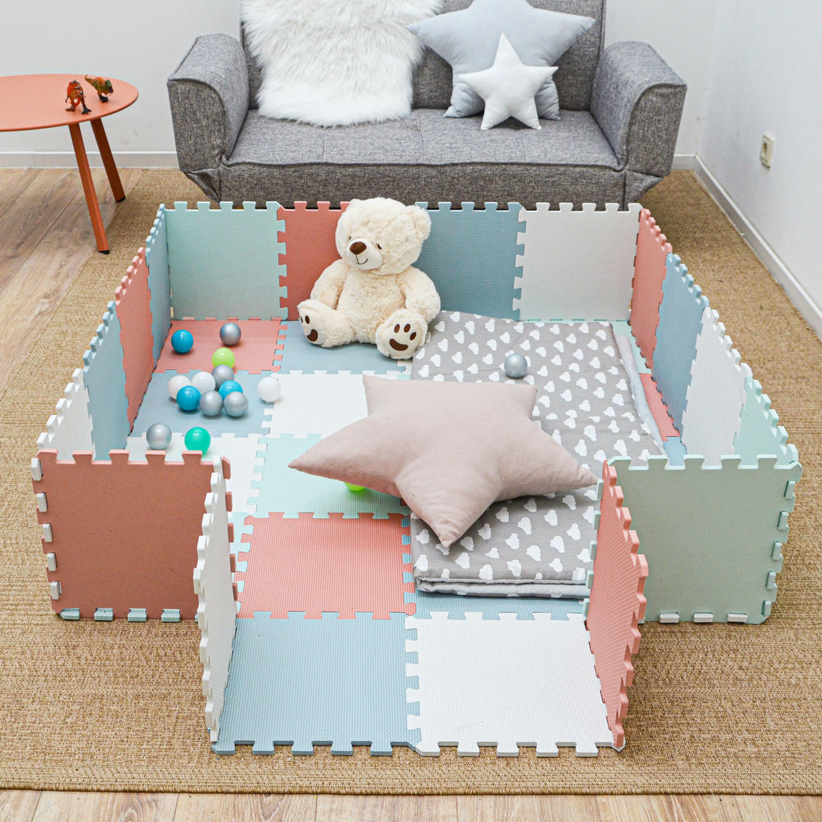 SPIELMATTE ab Null - 90 cm Baby Puzzlematte Weiß - Weiß, Kunststoff (30/30cm) - Littletom