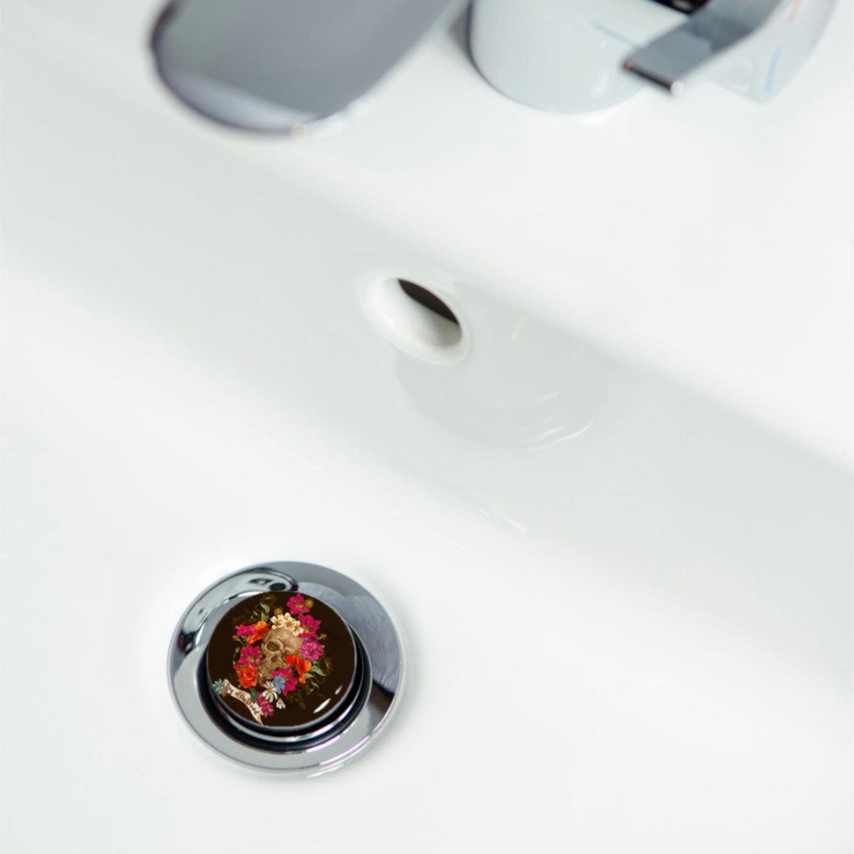 WASCHBECKENSTÖPSEL Day of the Dead - Schwarz, Kunststoff/Metall (4/7/7cm) - Sanilo