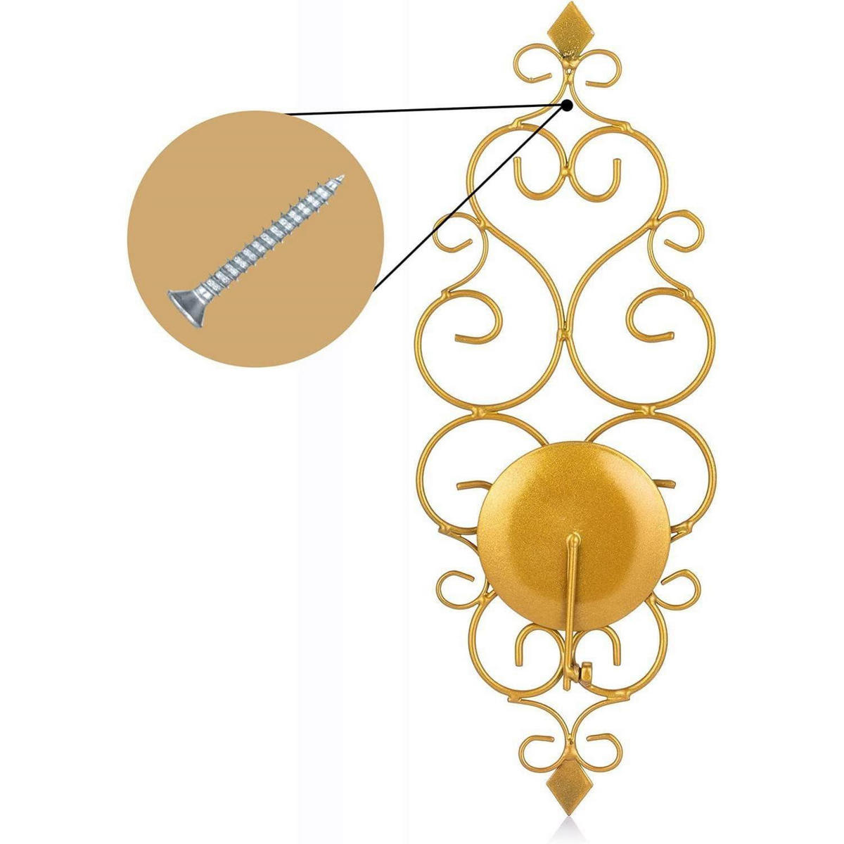 WANDKERZENHALTER 2er Set Metall Gold - Goldfarben, Metall (14/37.6/5cm)