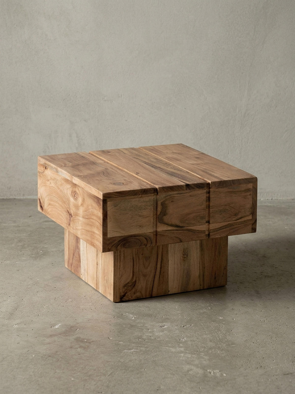 BEISTELLTISCH aus Massivholz, handgefertigt, Unikat, Beige 44x44x30 cm - Beige, Holz (44/44/30cm) - KADIMA DESIGN