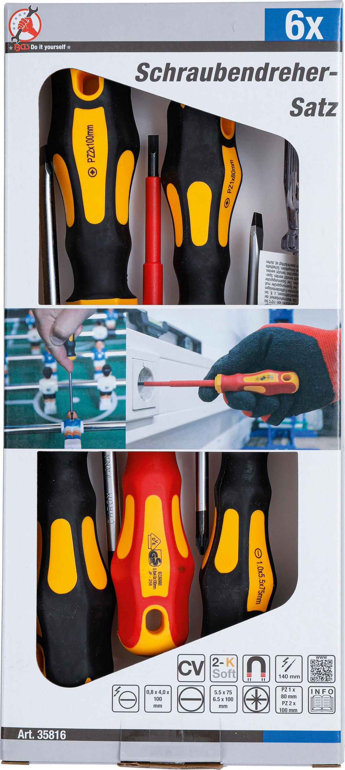 VDE-ELEKTRIKER- / SCHRAUBENDREHER-SATZ | SCHLITZ / KREUZSCHLITZ | - Multicolor, Kunststoff/Metall (1/1cm) - BGS technic