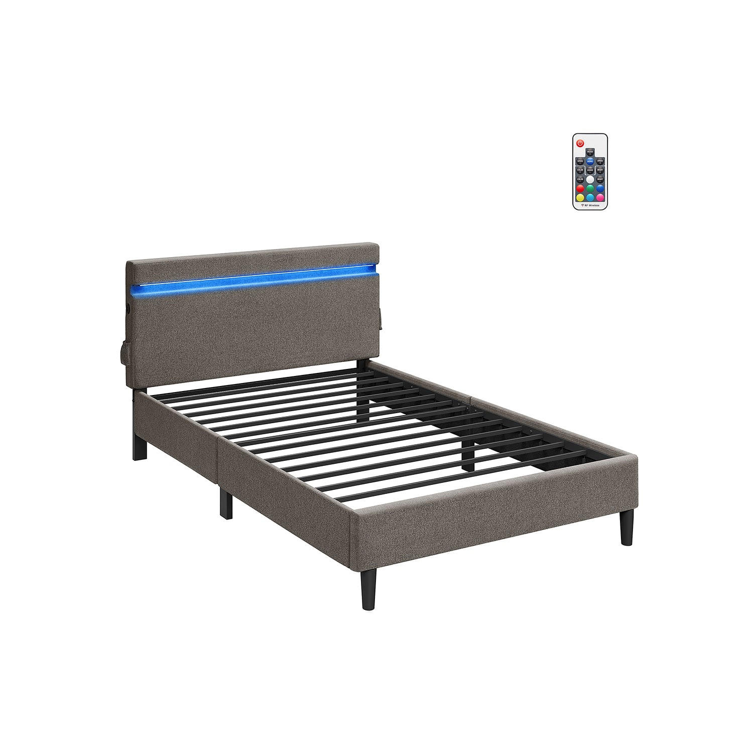 DOPPELBETT RABAT - Grau, Holzwerkstoff - Hansiro