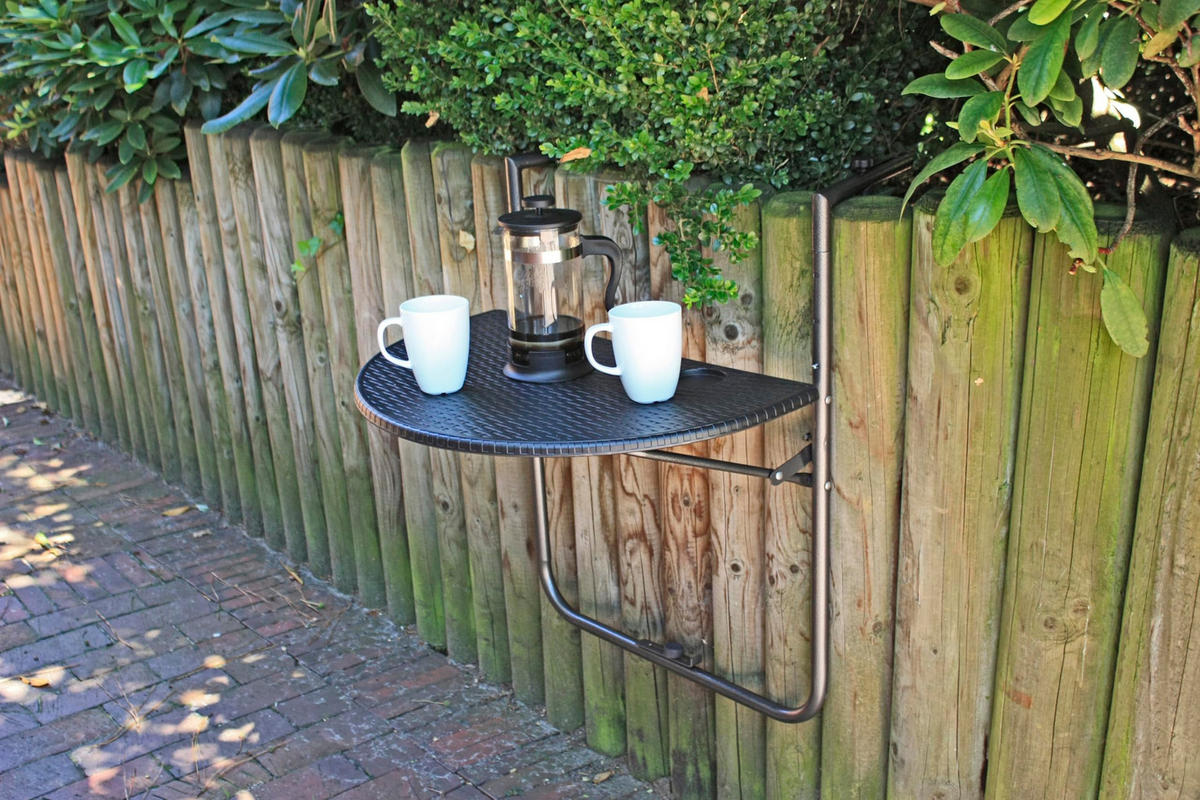 BALKONTISCH Anna Rattan-Optik Gartentisch - Schwarz, Kunststoff (60/64/73cm) - DELUKE